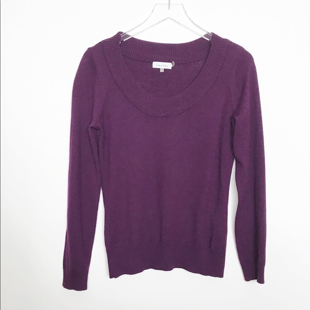 Calvin Klein purple boat neck wool/acrylic sweater